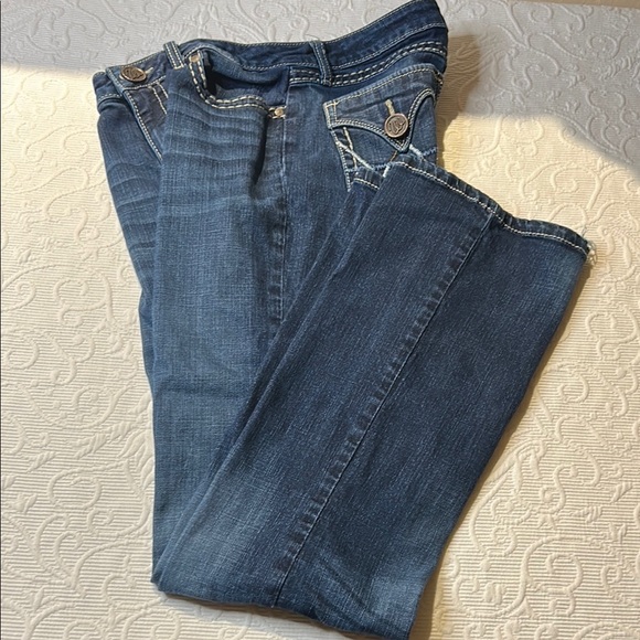 Wrangler Dark Blue Boot Cut Jeans. 7/8x 34. - Picture 1 of 11